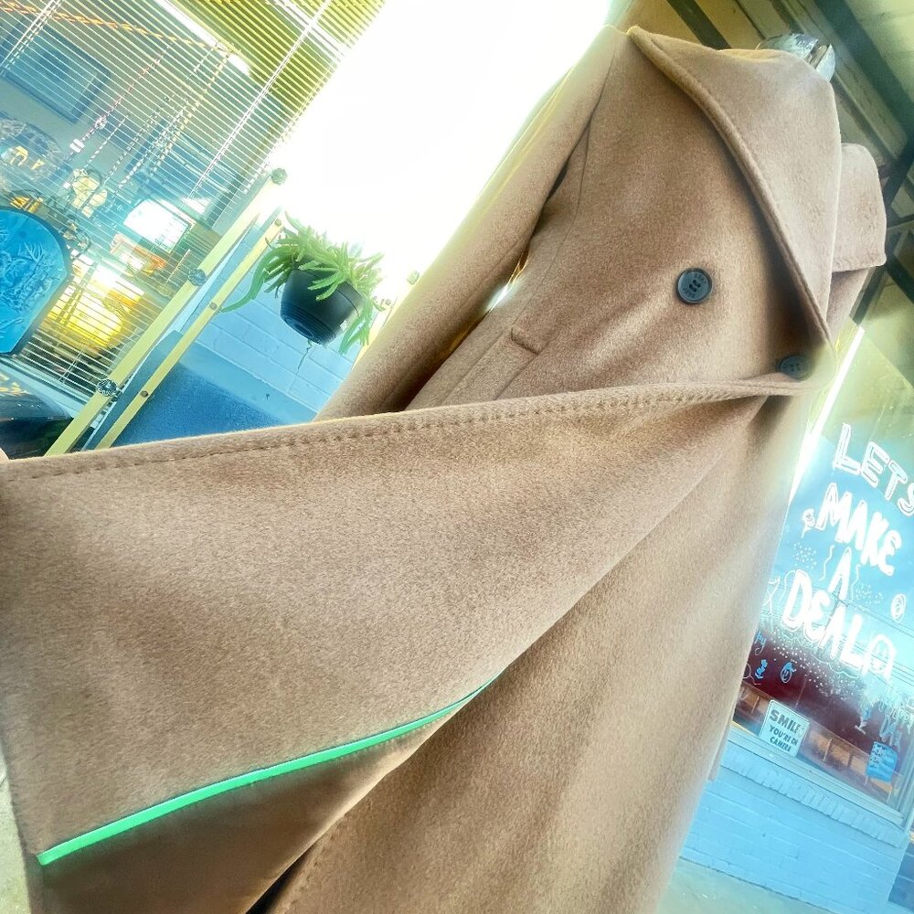 NWT Women's Medium Camel DKNY Shawl Collar Wool Belted Coat